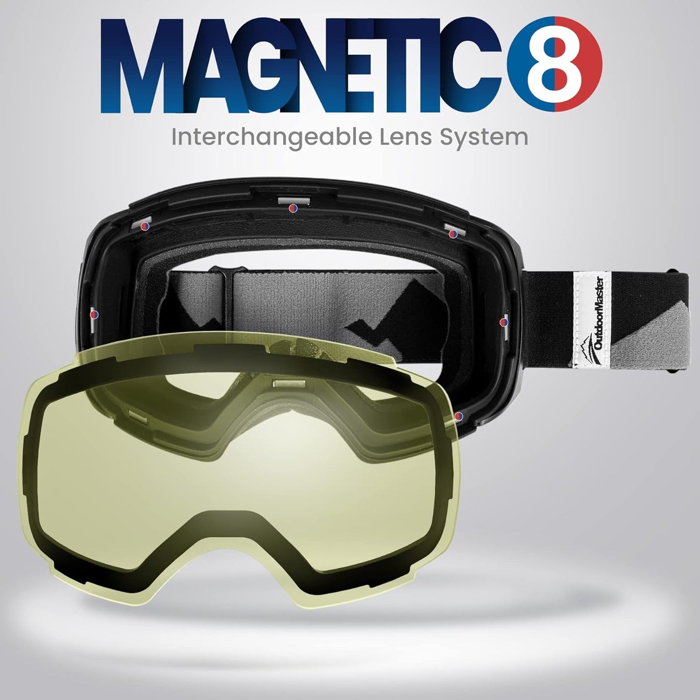 PRO Ski Goggle Replacement Lens, VLT Options for All Weather | Quick Magnetic Replacement Lens with Anti-Fog Clarity, UV400 Protection, VLT Choices for Changing Light While Skiing