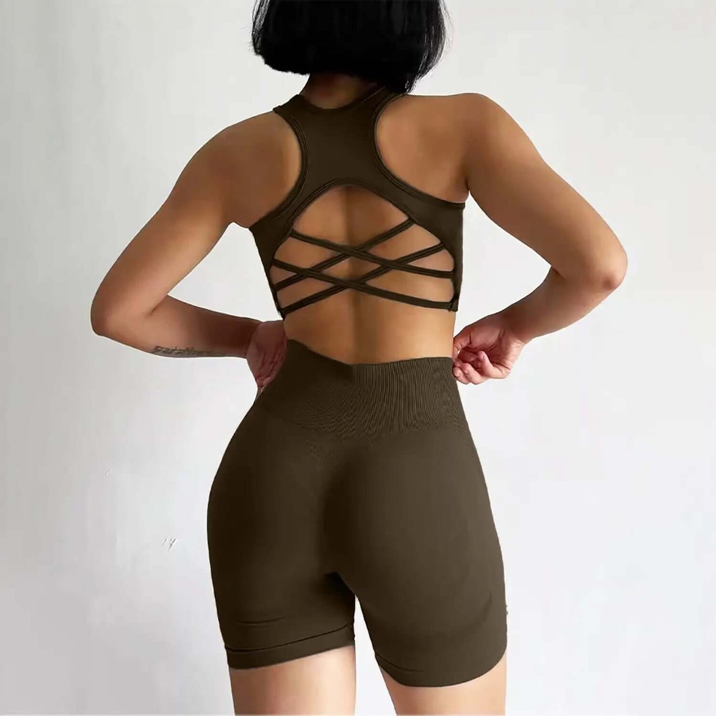 Women'S 2-Piece Seamless Pullover Yoga Set - Female Quick-Dry Sports Bra & Yoga Shorts, Sporty Clothing Set for Gym Running, Sporty Sports Clothing Sets
