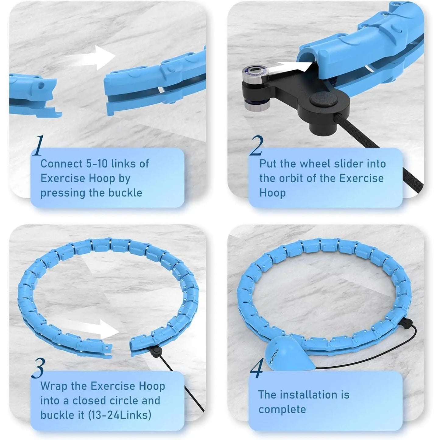2026 Detachable Smart Hula Hoop - Blue, with 24 Solid Segments Weighted Hula Circle Hoops for Adults , Infinity Fitness Hoop plus Size 47 Inch, 24 Detachable Links, Exercise Hoop Suitable for Women and Beginners Thigh Master