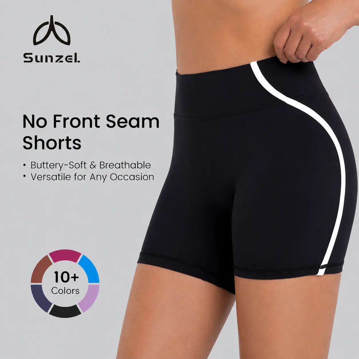Sunzel Women'S High-Waisted No Front Seam Seamless Breathable Soft Activewear Shorts - Tummy Control Athletic Shorts for Yoga, Gym, Seamless Breathable Shorts