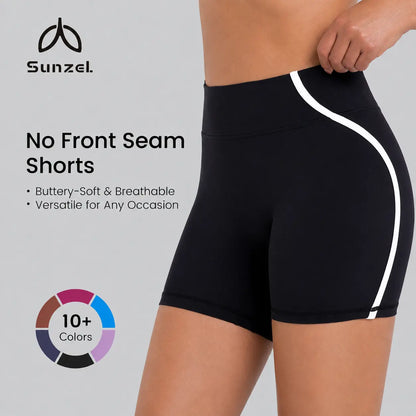 Sunzel Women'S High-Waisted No Front Seam Seamless Breathable Soft Activewear Shorts - Tummy Control Athletic Shorts for Yoga, Gym, Seamless Breathable Shorts