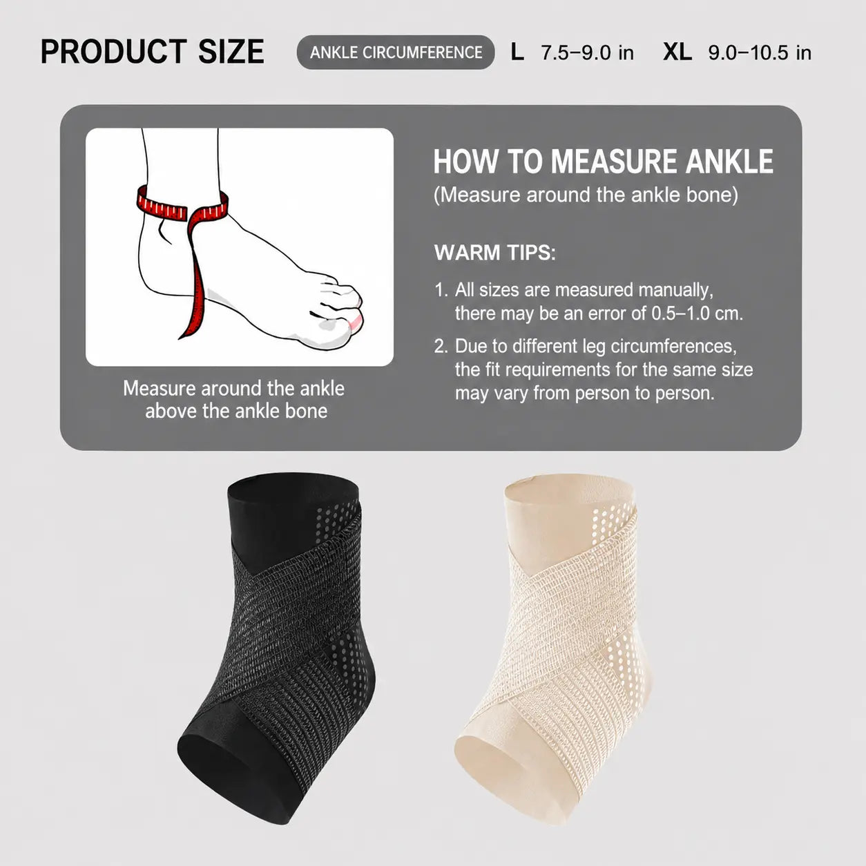 Athletic Ankle Support Sleeve - Ultra-Thin, Lightweight, Breathable, Supportive Wrap, Comfortable, Adjustable Compression, Non-Slip Silicone Grip for Running, Fitness, Black L-XL, Solid, Ankle Stability, Compression Wrap
