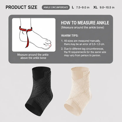 Athletic Ankle Support Sleeve - Ultra-Thin, Lightweight, Breathable, Supportive Wrap, Comfortable, Adjustable Compression, Non-Slip Silicone Grip for Running, Fitness, Black L-XL, Solid, Ankle Stability, Compression Wrap