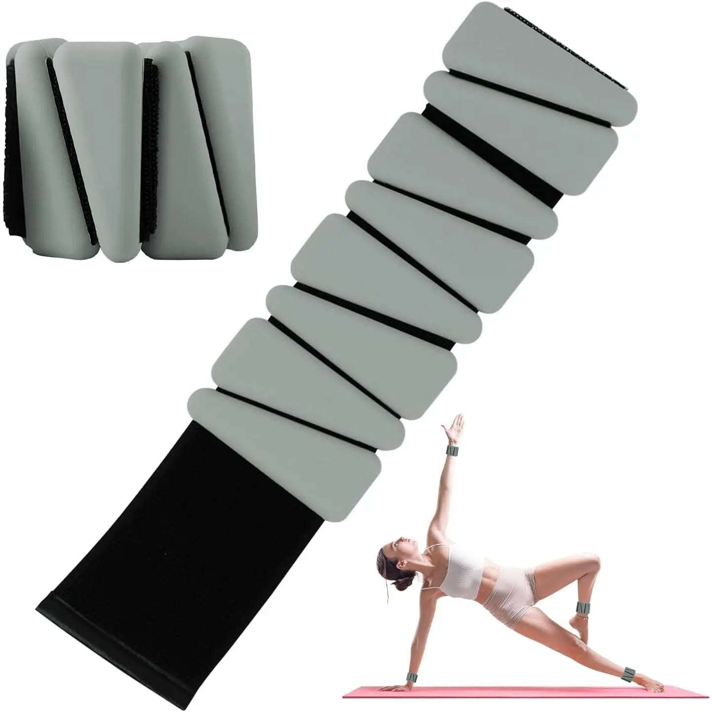 Wrist Weights Set of 2, Adjustable Silicone Workout Weights for Women and Men, Wearable Ankle/Wrist Weights Suitable for Yoga, Dance, Pilates, Pool Exercises and Jogging, 2Lb