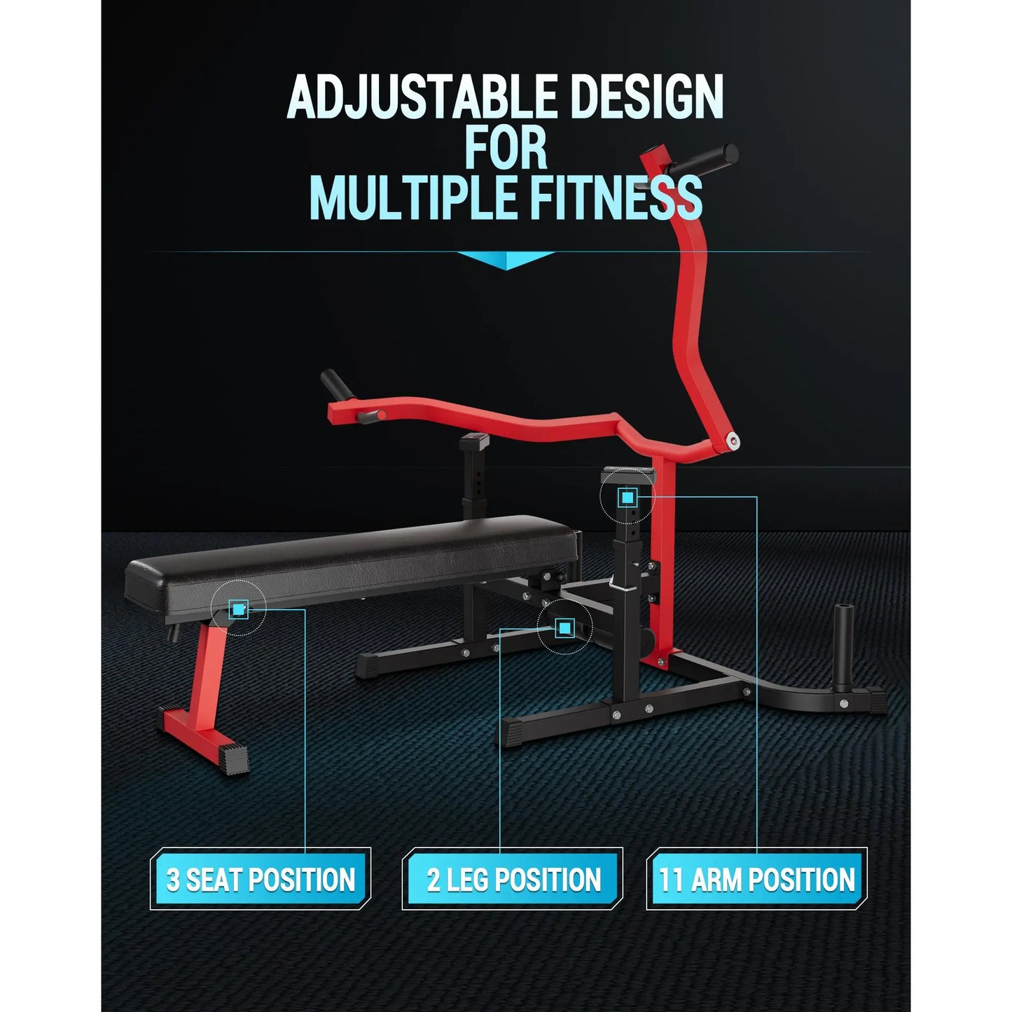 3-In-1 Adjustable Chest Press Bench Machine Only, Flat Incline Decline Multi Strength Equipment with Independent Converging Arms, 450 Lbs Weight Capacity, Full Body Home Gym Workout Trainer