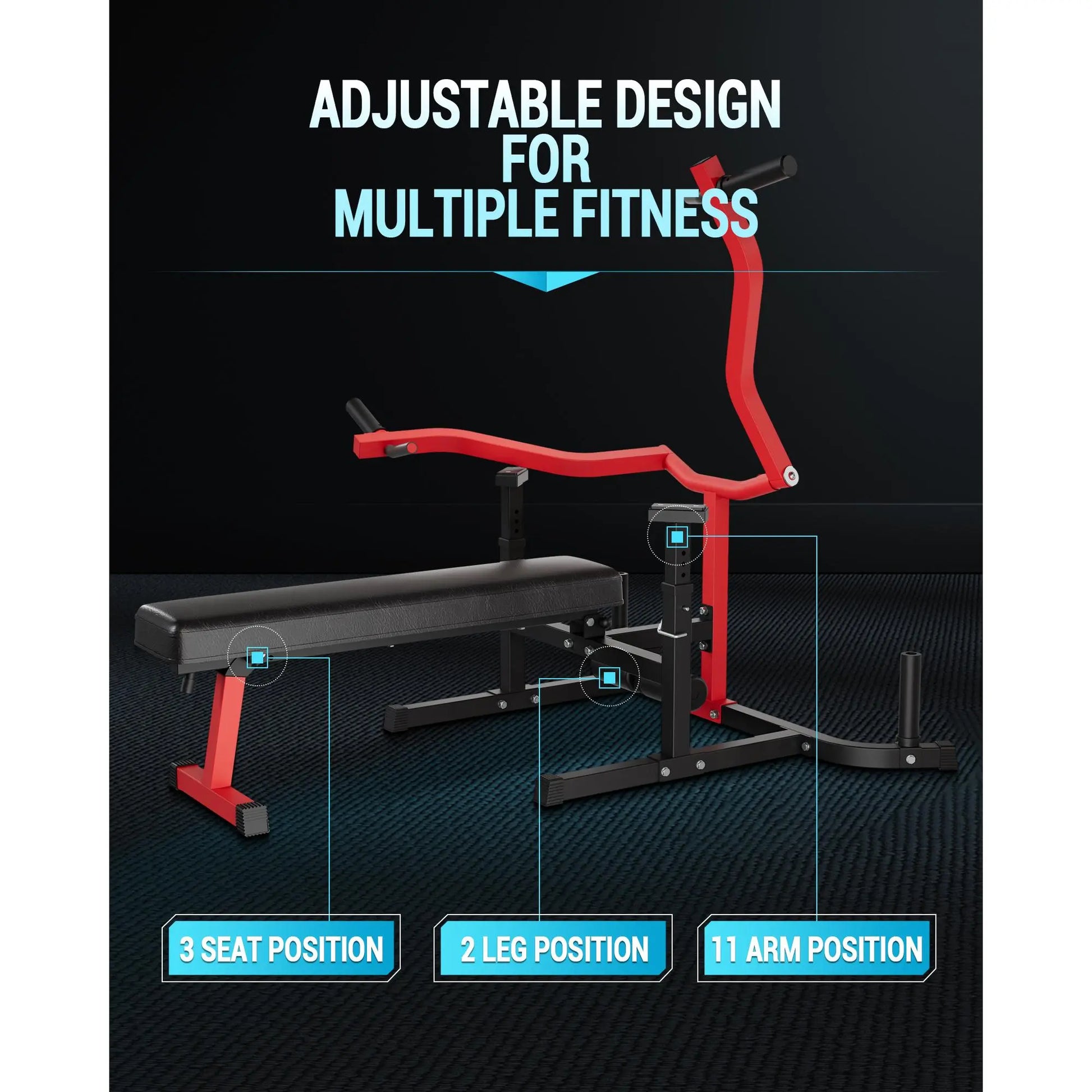3-In-1 Adjustable Chest Press Bench Machine Only, Flat Incline Decline Multi Strength Equipment with Independent Converging Arms, 450 Lbs Weight Capacity, Full Body Home Gym Workout Trainer