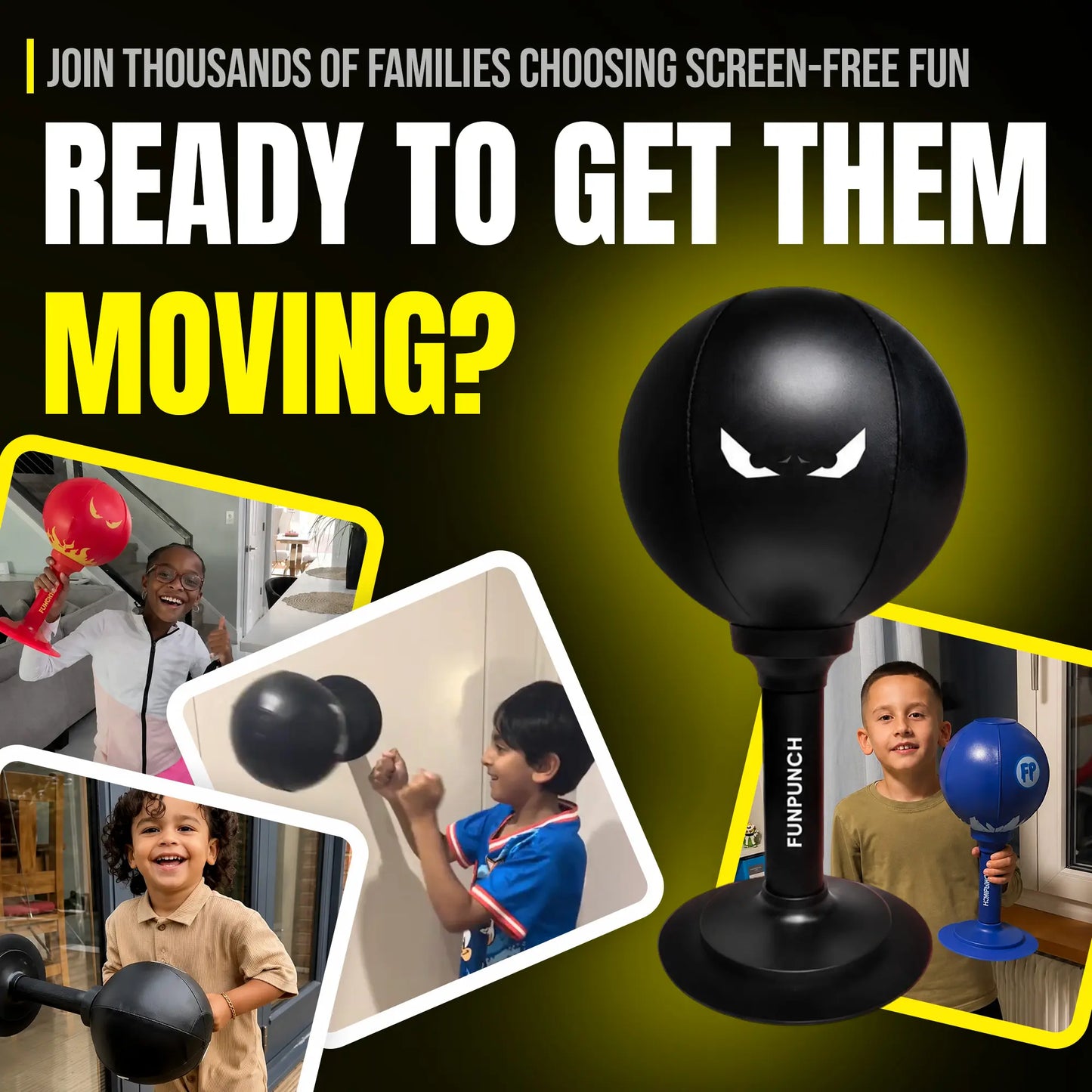 FUNPUNCH Pedestal Punching Bag with Stand - Polyurethane Boxing Equipment for Boxing Enthusiasts, Martial Arts Training, Stress Relief Tool (Includes Pump), Standing Punching Bag, Punch Workout Gear