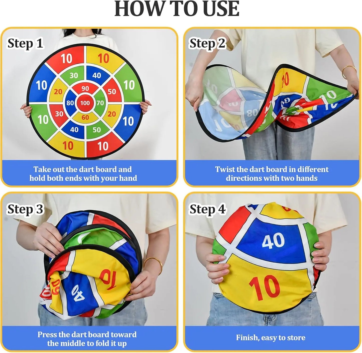 29 Inch Dart Board Game for Kids – Sticky Ball Dart Board Set with 12 Balls & 4 Darts, Indoor & Outdoor Family Sports Game, Parent-Child Interactive Toy, Birthday & Holiday Gifts for Boys and Girls