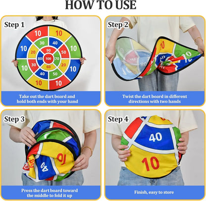 29 Inch Dart Board Game for Kids – Sticky Ball Dart Board Set with 12 Balls & 4 Darts, Indoor & Outdoor Family Sports Game, Parent-Child Interactive Toy, Birthday & Holiday Gifts for Boys and Girls