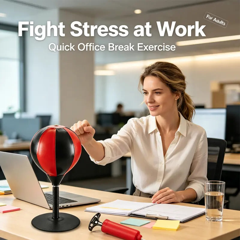 Desktop Inflatable Punching Bag PU Leather Stress Relief Toy Strong Suction Cup Reflex Ball with Air Pump Office Desk Fidget Toy Anxiety Relief Desktop Game Trendy Sensory Toy Perfect Birthday Christmas Gift for Boys Teen Men