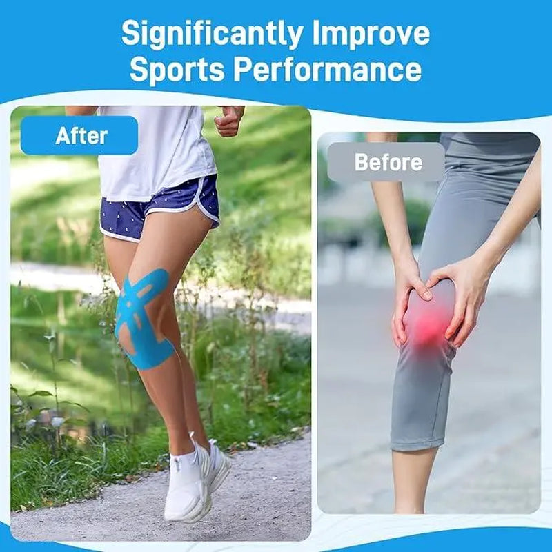10 Pack Precut Knee Kinesiology Tape for Men & Women,Waterproof, Elastic Tape for Knee Support, Stability & Pain Relief; Breathable, Hypoallergenic, Latex-Free; Ideal for Basketball, Running Knee Wraps Knee Stabilizer