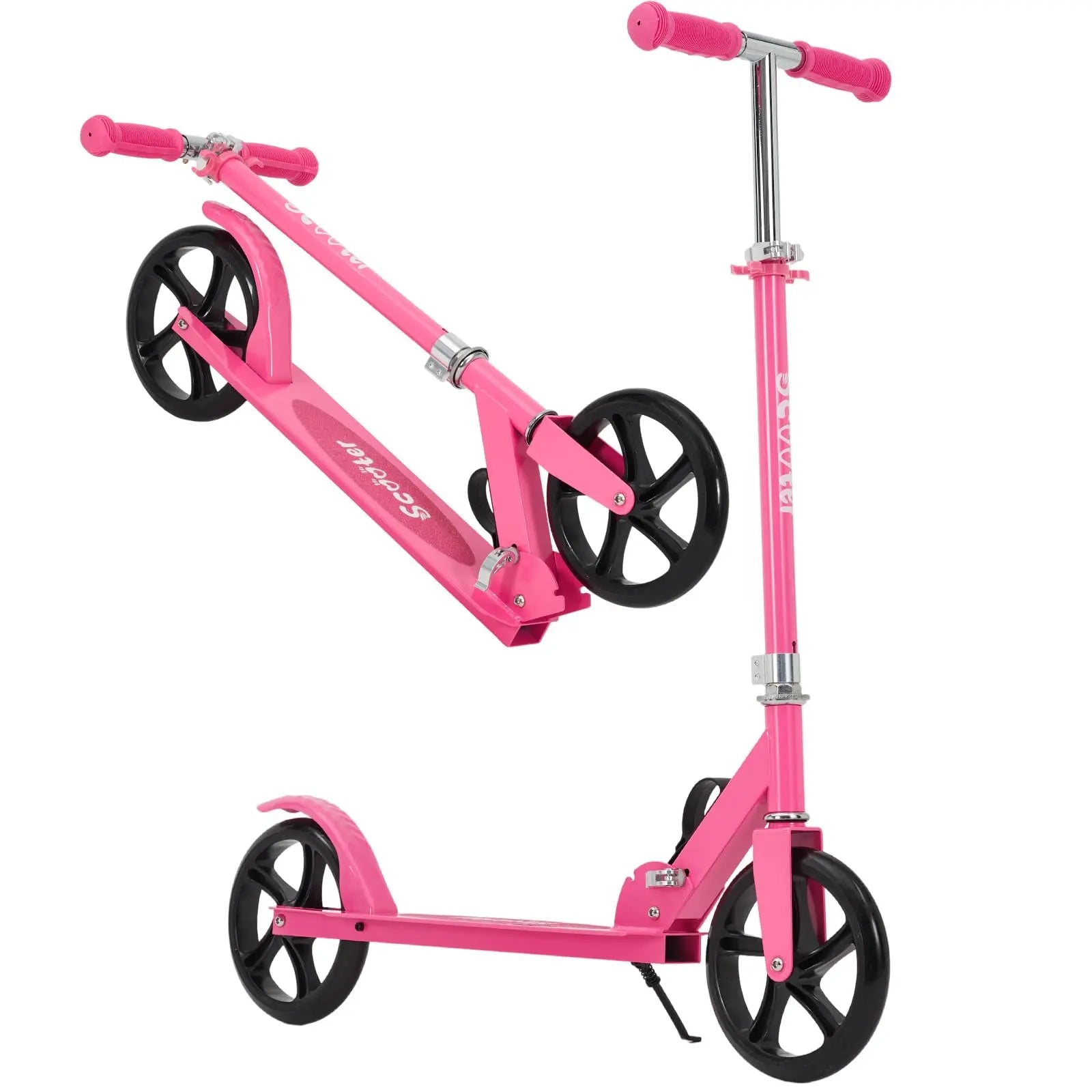 Lightweight Aluminum Folding Kick Scooter for Adults & Kids, Compact Commuter with 8-Inch Big Wheels and Wide Deck, Supports 220 Lbs, Foldable, Adjustable, Foldable Scooter, Kickscooter, Unisex, Ride on Scooter, One-Second Fold