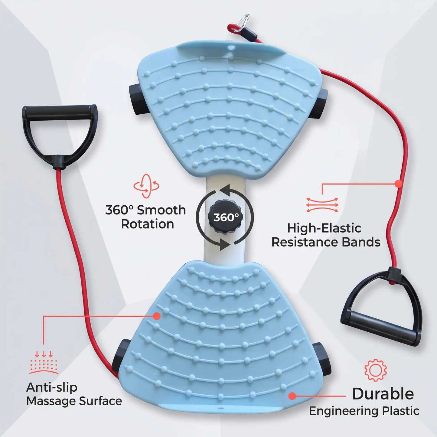 Waist Twisting Machine - Detachable Resistance Bands, Massage Nodes, Non-Slip Rotating Balance Trainer, Compact Portable Home Workout Equipment, Abdominal & Stomach Workout Gear for Home Use