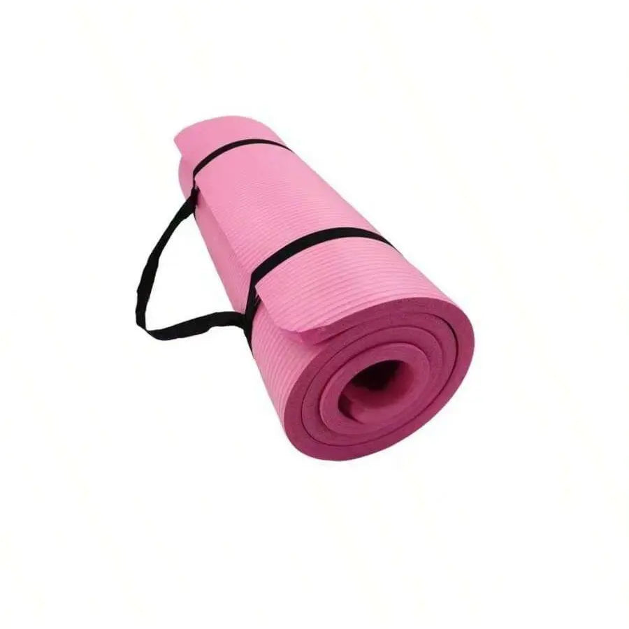 Fitness Exercise Mat Phthalate-Free NBR Foam Yoga Pilates Gymnastics Mat with Adjustable Elastic Band Versatile Skin-Friendly Compact Design Non Slip Work Extra-Thick Non-Slip Yoga Mat with Strap Gym