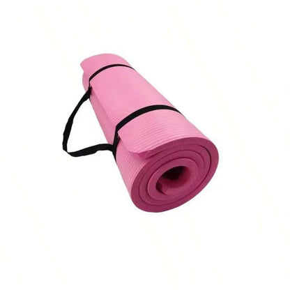 Fitness Exercise Mat Phthalate-Free NBR Foam Yoga Pilates Gymnastics Mat with Adjustable Elastic Band Versatile Skin-Friendly Compact Design Non Slip Work Extra-Thick Non-Slip Yoga Mat with Strap Gym
