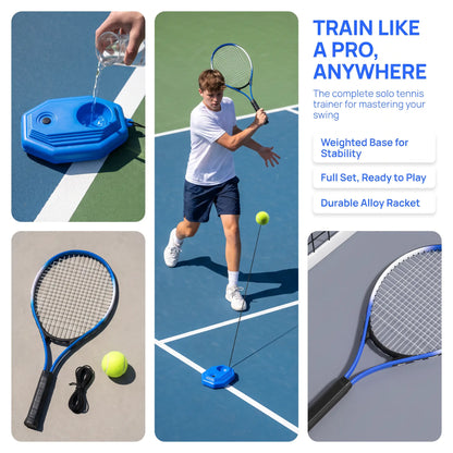 【Summerwins】Portable Tennis Trainer for Outdoor Sports, Self-Study Rebound Base with Racket and Ball, Lightweight