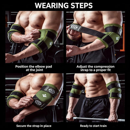 Adjustable Tension Fitness Elbow Guard, Textured Support Ribs, Shock Buffering Fabric, Ideal for Weight Lifting, Strength Training, Gym Exercises, Fitness Workout Accessories