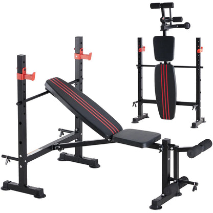 Standard Weight Bench Set , Adjustable Bench Press with Squat Rack, Foldable Flat Incline Decline Workout Bench for Home Gym Full Body