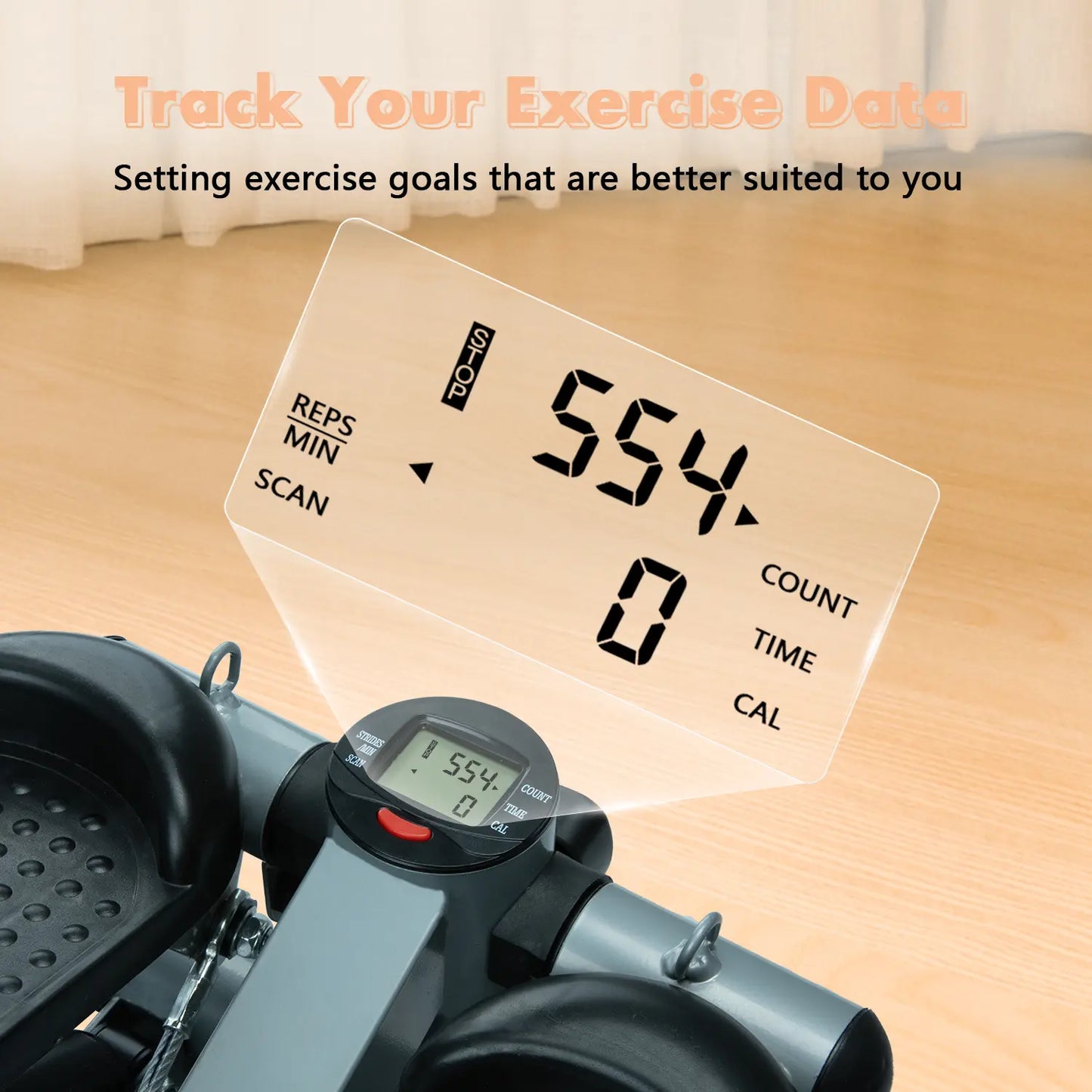 Mini Stair Stepper Machine, Adjustable Stepper with Resistance Bands, Home Cardio Trainer, Suitable for Beginners