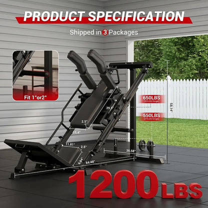 Leg Extension and Curl Machine, Adjustable Plate Loaded Leg Exercise Machine with 12-Position Angle Adjustment, Seated & Lying Leg Curl Machine for Home Gym, 700LBS Weight Capacity(3 Boxes)