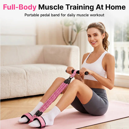 MANUEKLEAR Women'S 5-In-1 Home Fitness Gym Strap Set, Upgraded 3-Tube Pedal Resistance Bands with Handles, Adjustable Tension Ropes, Hip Thrust Belt, Ankle Straps, Glute Bands, Sliding Discs for ABS Waist Training