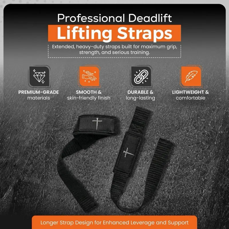 Christian Weight Lifting Straps - Black Cross Design for Enhanced Grip and Support