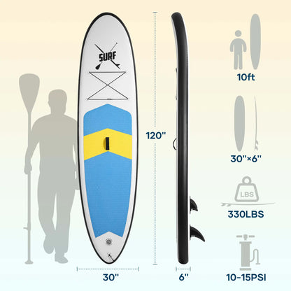 Inflatable Paddle Board Stand up Paddle Board SUP Board with 120"X30"X6" for Youth & Adults Summer