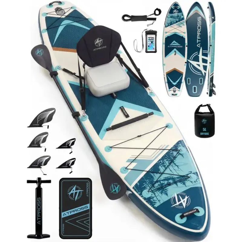 [Dealsforyoudays] 12'X36" Blow up Stand up Paddle Board, Wide Stable PVC Outdoor Sport SUP for Beginners, 500 Lbs Capacity with Kayak Seat, Safety Leash, Waterproof Phone Bag, Repair Kit, Camping Compatibility, Blow up Paddle Board, Stability Paddleboard,