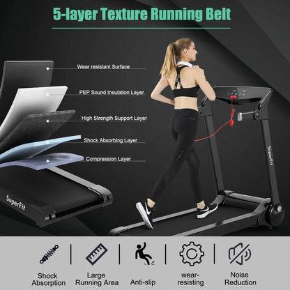 Costway Folding Electric Treadmill, 3.0 HP Motorized Fitness Exercise Machine for Home, Gym, Office, Running Walking Machine W/ App Control, Dual Flywheels, High Performance Indoor Cardio Trainer