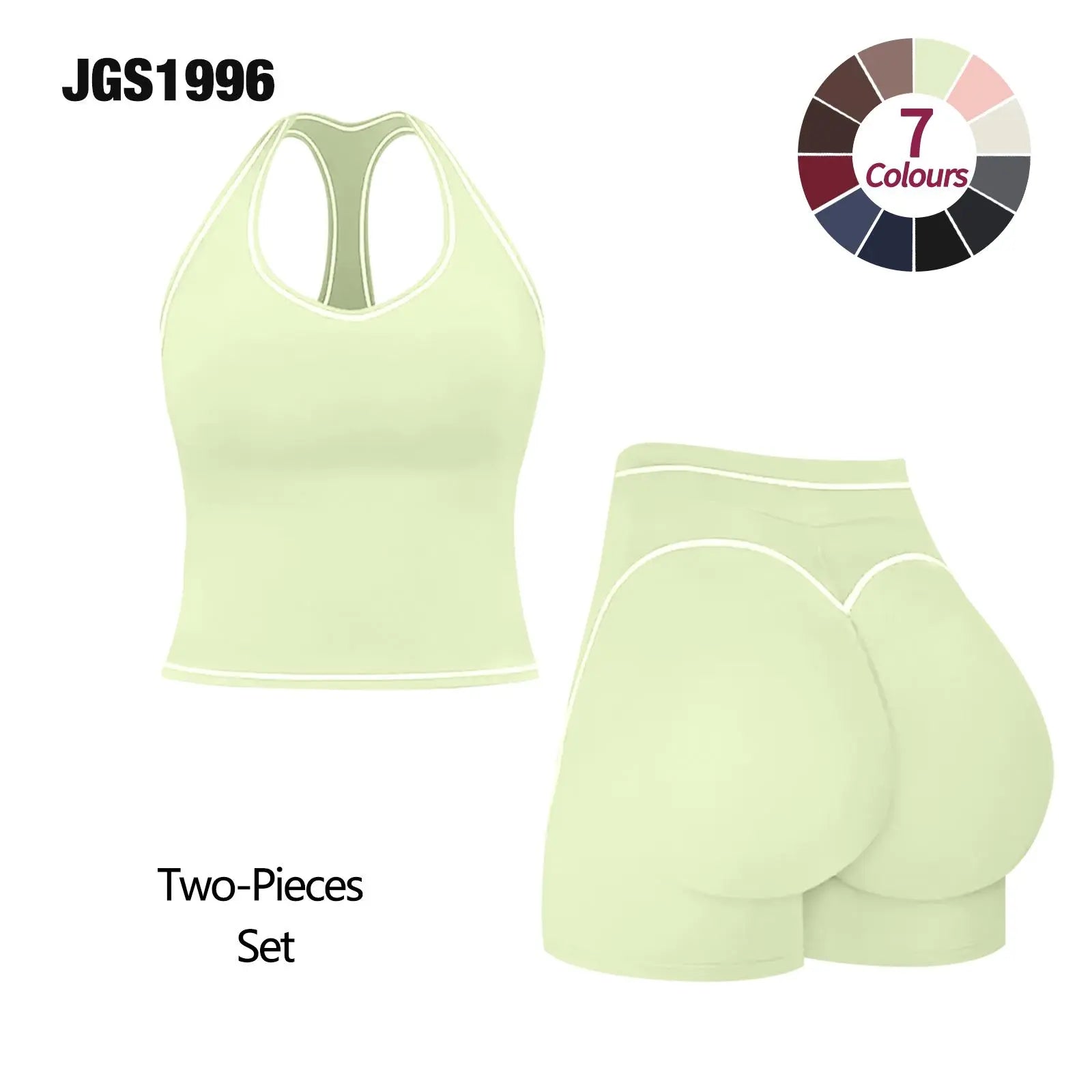 JGS1996 Women'S 2-Piece Activewear Clothing Sets – Contrast Trim Crop Sports Bra & High Waist Skinny Gym Shorts, High Stretch Breathable Quick Dry Tracksuit with Spaghetti Strap Backless Design for Yoga Workout Summer All Seasons