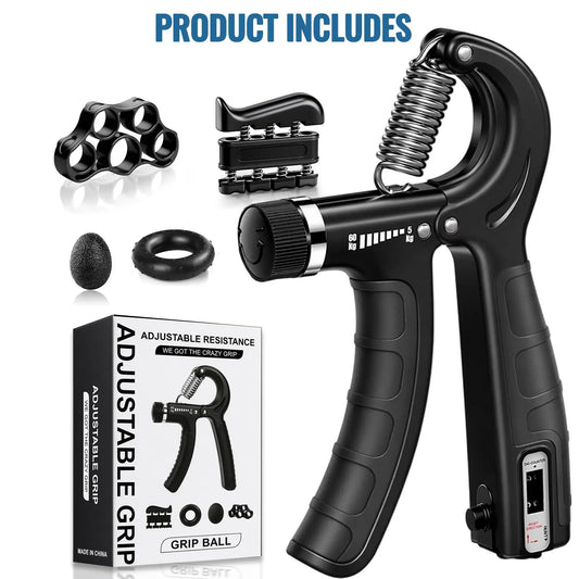 Functional Adjustable Resistance Finger Exerciser Grip Ring - Unisex Hand Fitness Set, Reusable Stress Relief Tool for Muscle Building, Injury Recovery (Forearm Strengthener, Boyfriend Gift Option)