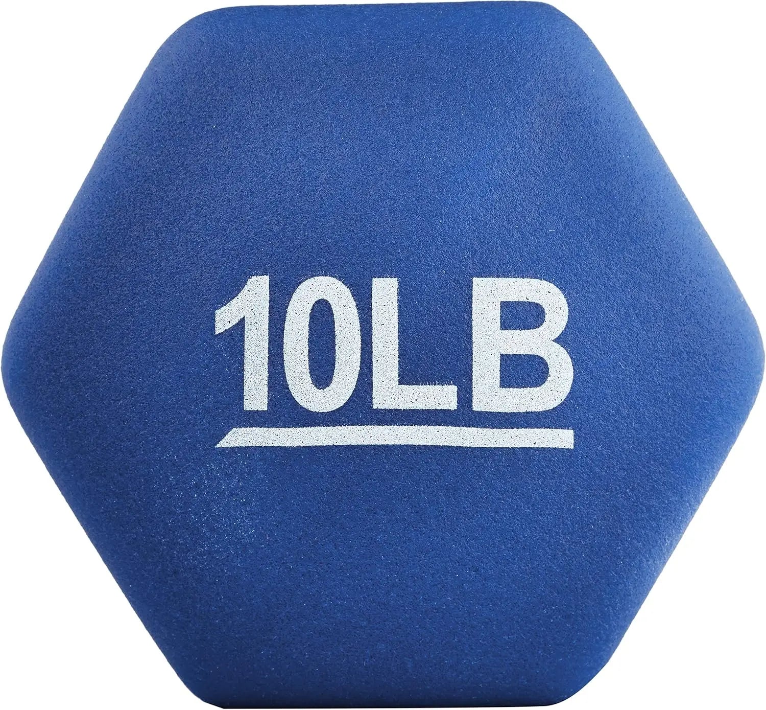 Hexagon Neoprene Dumbbell Hand Weights, 10LB Set of 2 with No-Roll Head, Navy Blue Weight Training & Muscle Toning Fitness Equipment, Hexagon Dumbbell