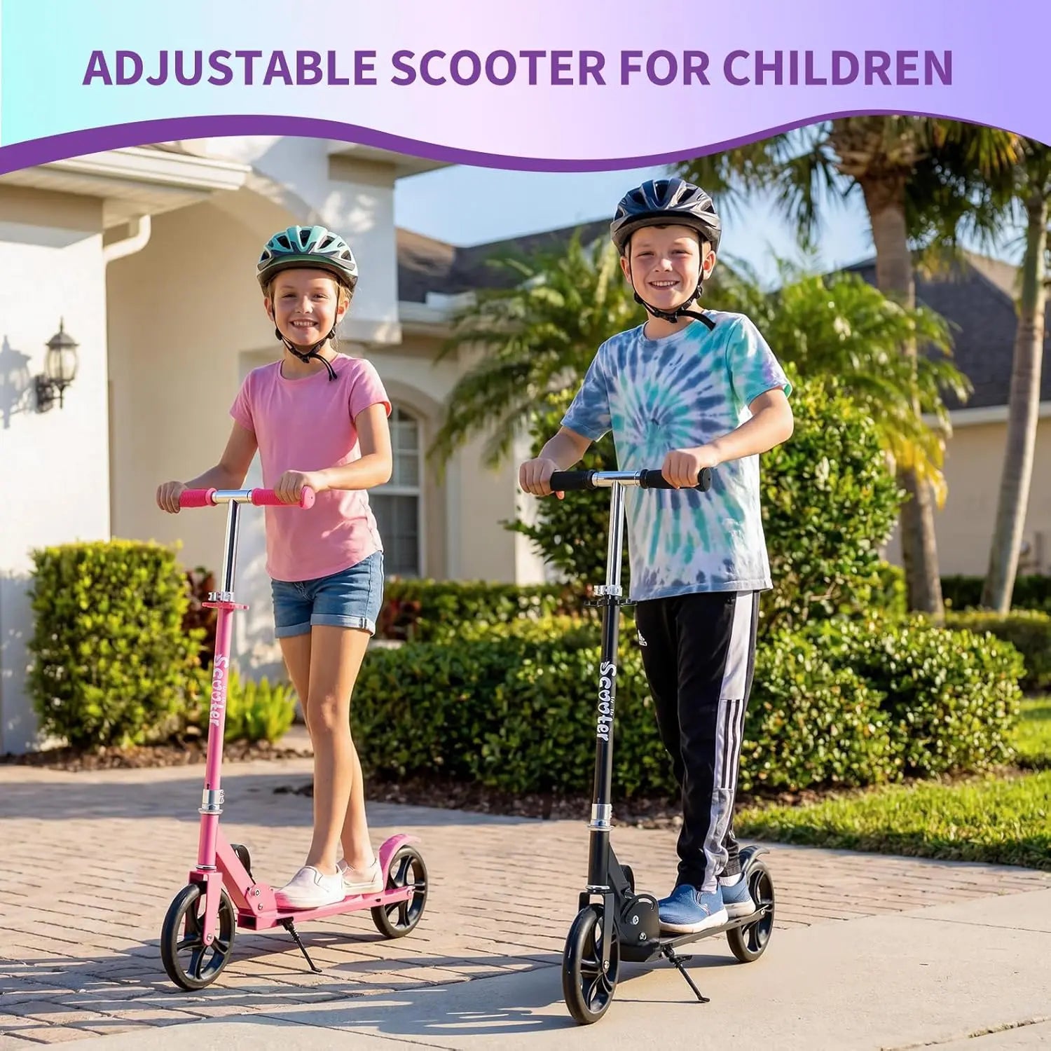 Lightweight Aluminum Folding Kick Scooter for Adults & Kids, Compact Commuter with 8-Inch Big Wheels and Wide Deck, Supports 220 Lbs, Foldable, Adjustable, Foldable Scooter, Kickscooter, Unisex, Ride on Scooter, One-Second Fold