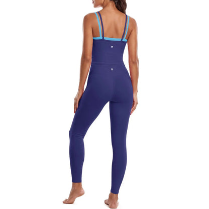 Aoysky Women'S 2-Piece High Stretch Workout Set, Padded Sleeveless Camisole Tank Top & High Waisted Fitted Leggings, Quick Dry Sporty Gymswear for Fitness Training & Yoga, Outdoor Active Outfit