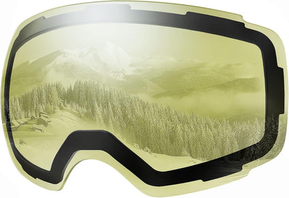 PRO Ski Goggle Replacement Lens, VLT Options for All Weather | Quick Magnetic Replacement Lens with Anti-Fog Clarity, UV400 Protection, VLT Choices for Changing Light While Skiing