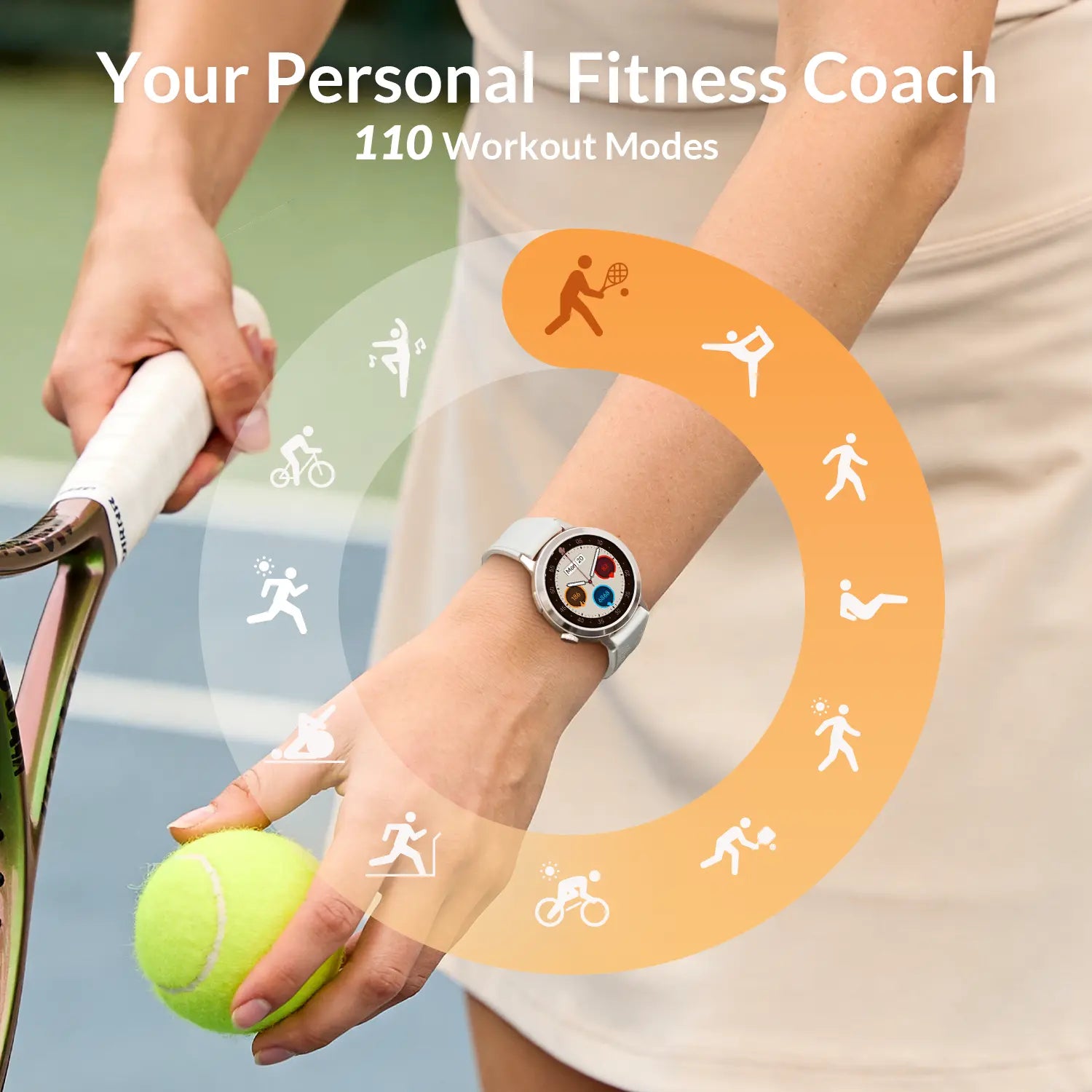 Fanysmartwatch for Women-Amoled Display,110+Sport Modes(Including Running)Bluetooth Fitness Tracker,Heart Rate/Sleep/Spo2Monitoring,7-Day Battery,Water Resistant,Free Android App,Ultra-Sleek Lightweight round Cloudcream White Wearable Tiktokshopsummersale