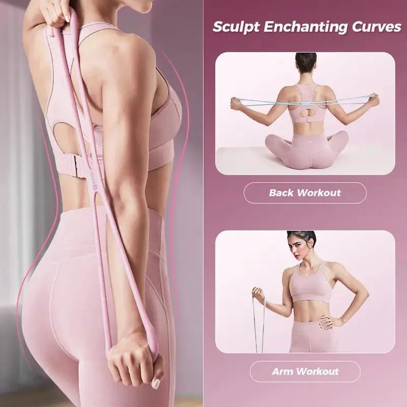 Resistance Bands Figure 8 Exercise Bands for Women 8 Shaped TPE Material for Arms Chest Expander Yoga Gym Fitness Muscle Training Summervibes