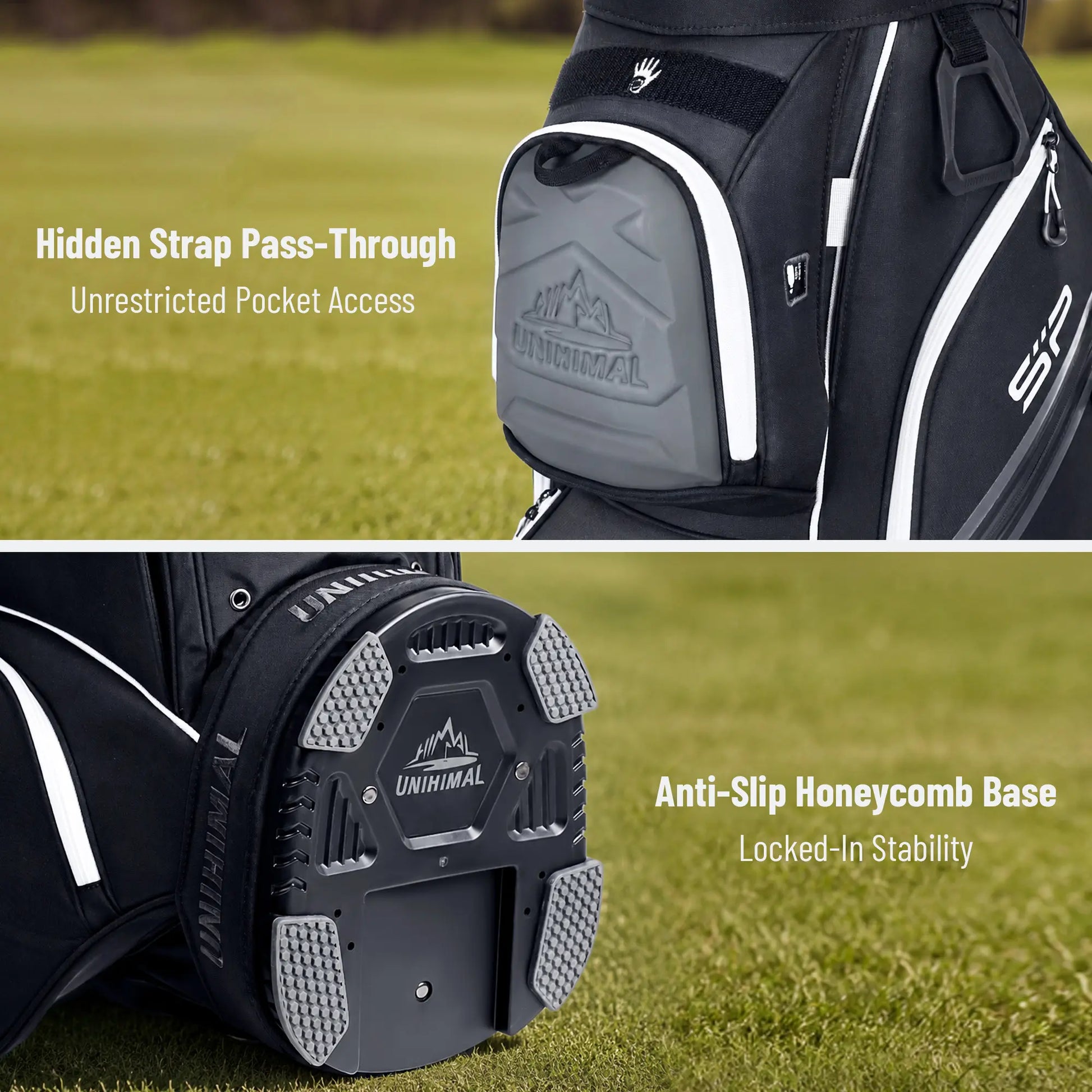 【Dealsforyoudays】Unihimal Silent 14-Way Full Length Divider Golf Cart Bag (Golf Gear for All Ages) - Waterproof Knit Composite Fabric, 9 Storage Pockets, Magnetic Rangefinder Pocket, S-Lock Anti-Tangle Club System, Lightweight Ergonomic Shoulder Strap, Kn