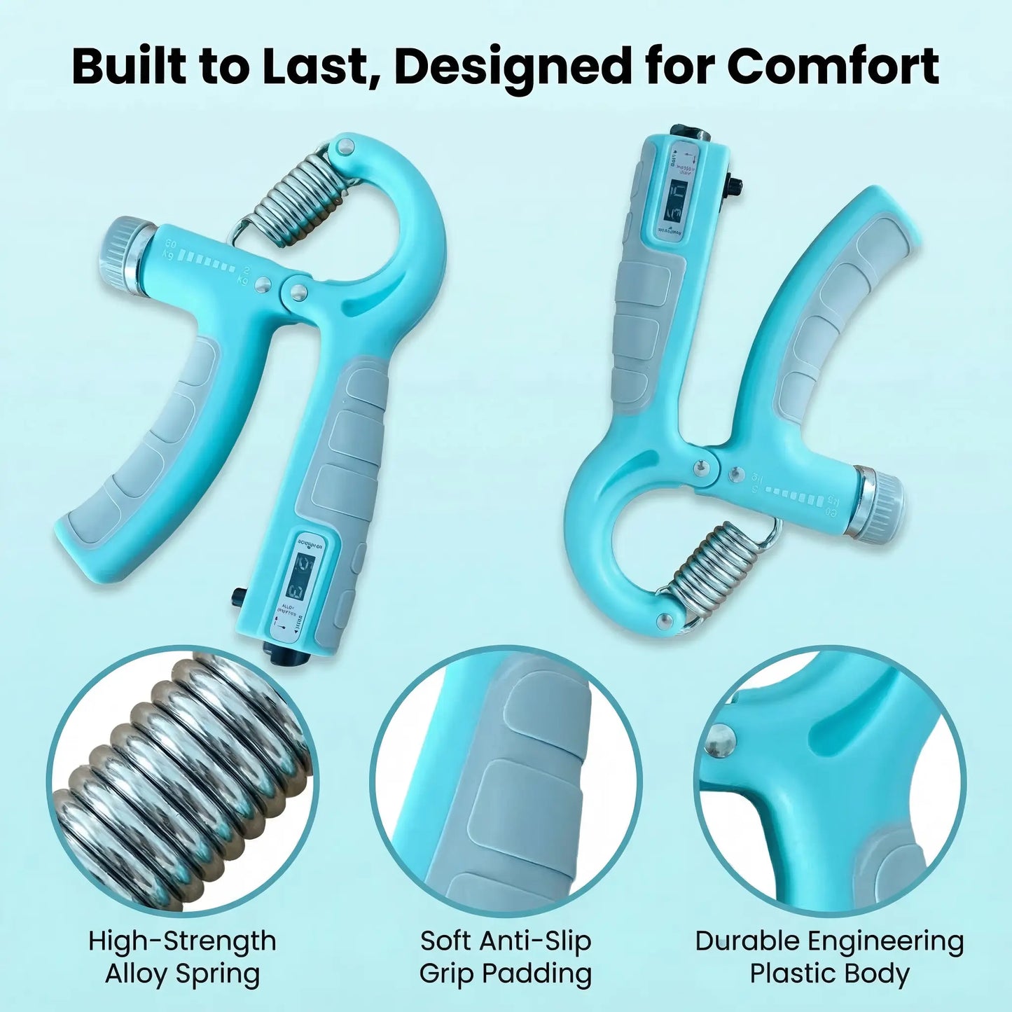 2-Pack Hand Gripper Strengthener, Adjustable Resistance (11-132 Lbs/5-60Kg) Forearm Exerciser, Workout Fitness Equipment for Muscle Building, Injury Recovery, Workout Training Equipment, Home Workout Gear