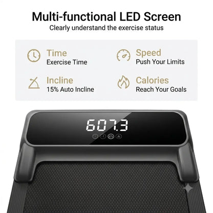 UMAY Auto Incline Treadmill with 3 LED Display | 3.0HP 300LBS Heavy Duty 10S Foldable Walking Pad | under Desk Home Office Workout | Compact Gym Machine for Men & Women