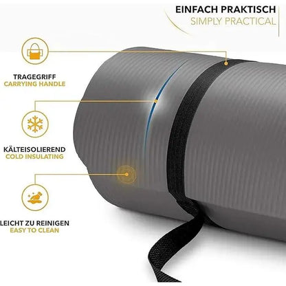 Fitness Exercise Mat Phthalate-Free NBR Foam Yoga Pilates Gymnastics Mat with Adjustable Elastic Band Versatile Skin-Friendly Compact Design Non Slip Work Extra-Thick Non-Slip Yoga Mat with Strap Gym
