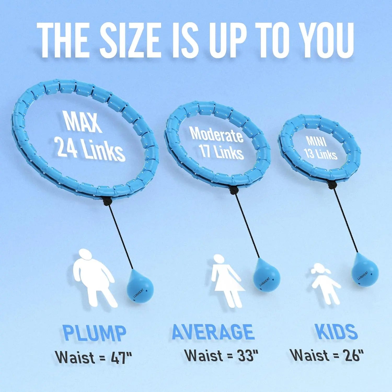 2026 Detachable Smart Hula Hoop - Blue, with 24 Solid Segments Weighted Hula Circle Hoops for Adults , Infinity Fitness Hoop plus Size 47 Inch, 24 Detachable Links, Exercise Hoop Suitable for Women and Beginners Thigh Master