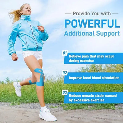 10 Pack Precut Knee Kinesiology Tape for Men & Women,Waterproof, Elastic Tape for Knee Support, Stability & Pain Relief; Breathable, Hypoallergenic, Latex-Free; Ideal for Basketball, Running Knee Wraps Knee Stabilizer