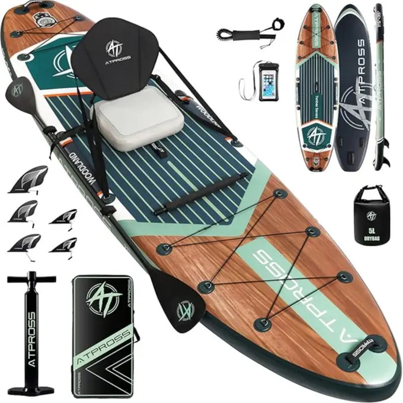 [Dealsforyoudays] 12'X36" Blow up Stand up Paddle Board, Wide Stable PVC Outdoor Sport SUP for Beginners, 500 Lbs Capacity with Kayak Seat, Safety Leash, Waterproof Phone Bag, Repair Kit, Camping Compatibility, Blow up Paddle Board, Stability Paddleboard,