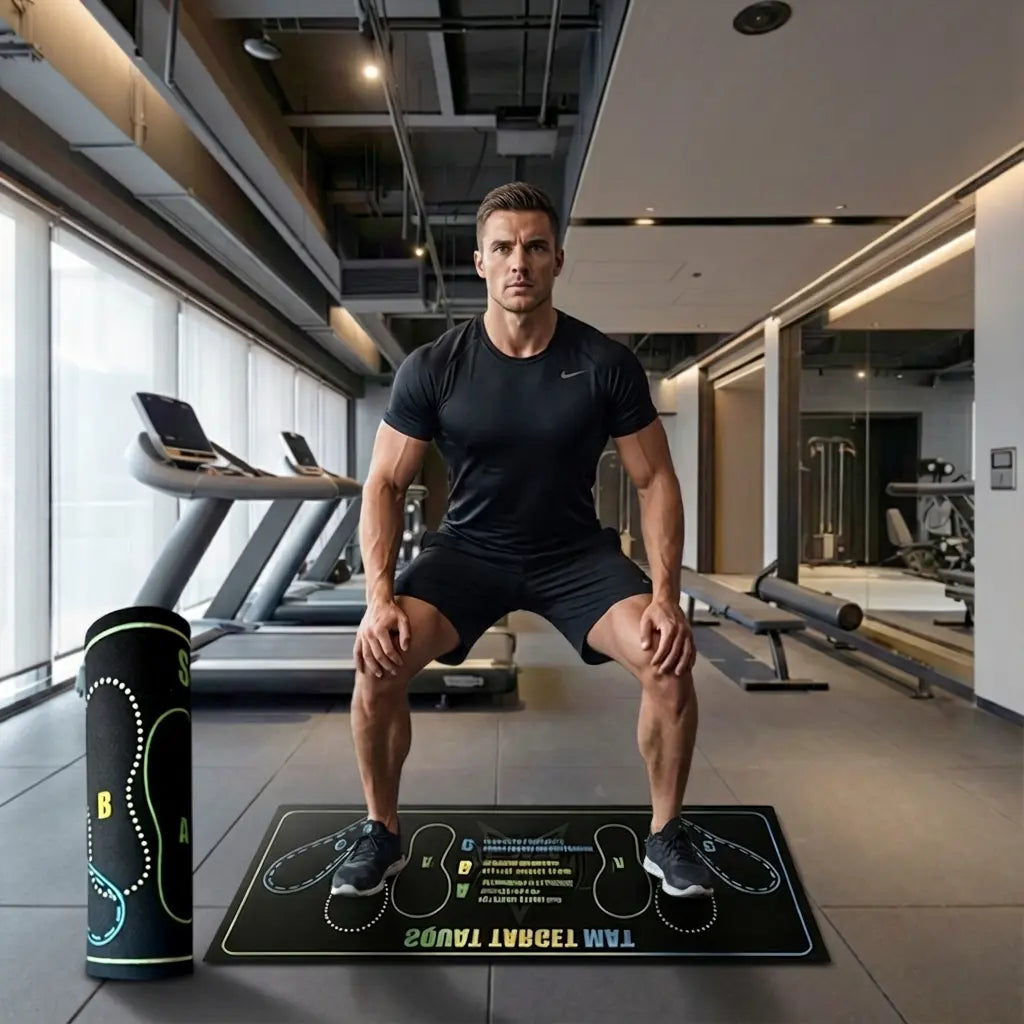Squat Pad, 2-Tone Non-Slip Rubber Fitness Mat with Targeted Training Zones for Enhanced Stability - for Home or Gym Use, Rubber Mats for Gym, Fitness Equipment, Strength Training Equipment
