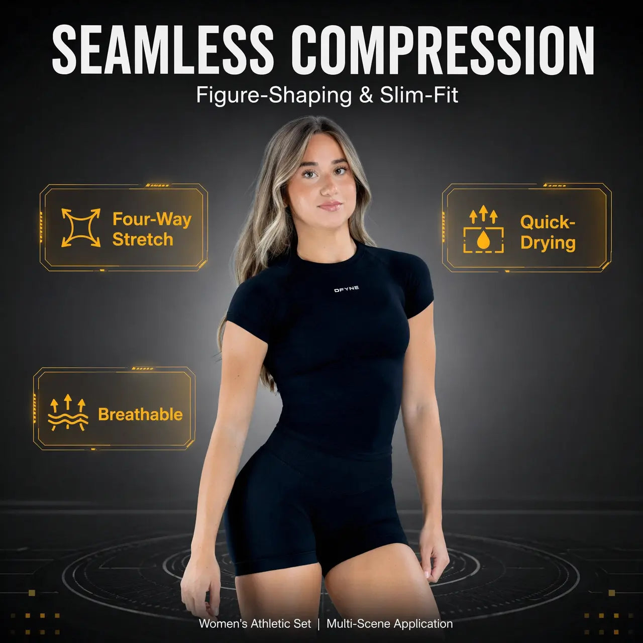 Dfyne Women'S Seamless 2 Piece Sets, Slim-Fit Gym Tops for Women & Shorts, Moisture Wick Nylon Workout Outfit for Yoga, Women'S Clothes