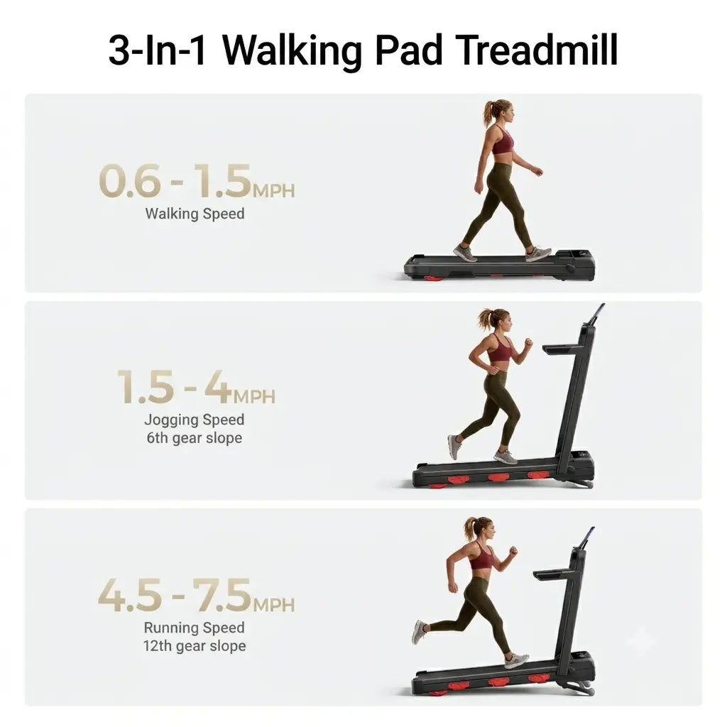 UMAY Auto Incline Treadmill with 3 LED Display | 3.0HP 300LBS Heavy Duty 10S Foldable Walking Pad | under Desk Home Office Workout | Compact Gym Machine for Men & Women
