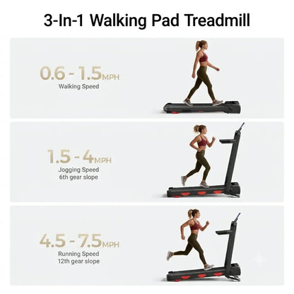 UMAY Auto Incline Treadmill with 3 LED Display | 3.0HP 300LBS Heavy Duty 10S Foldable Walking Pad | under Desk Home Office Workout | Compact Gym Machine for Men & Women