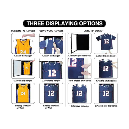 Jersey Frame Display Case Lockable UV Protection Shadow Box for Football Basketball Baseball Soccer Hockey Sports Shirt-Memorabilia Autograph Uniform Wall Mountable Black Wood(Goldlock)