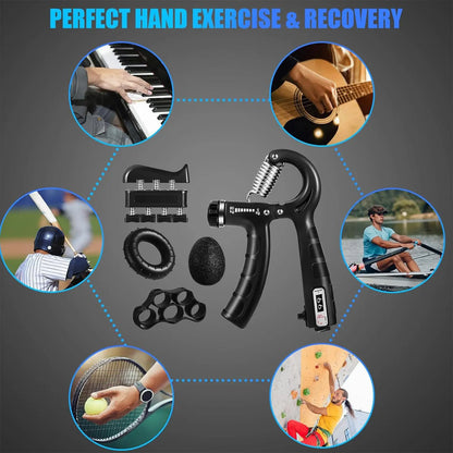 Functional Adjustable Resistance Finger Exerciser Grip Ring - Unisex Hand Fitness Set, Reusable Stress Relief Tool for Muscle Building, Injury Recovery (Forearm Strengthener, Boyfriend Gift Option)